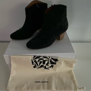 Isabel Marant Dicker Suede Black Ankle Booties